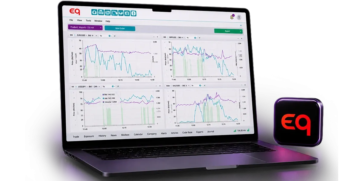 منصة EQView لتداول الأسهم عبر المتصفح على حاسوب محمول